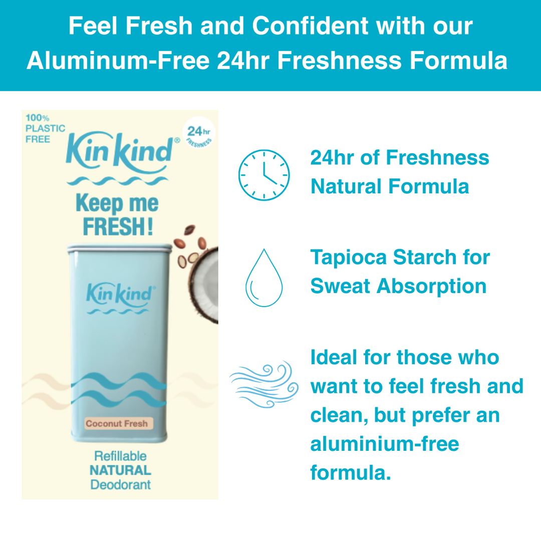 Keep me FRESH! 24hr Refillable Natural Deodorant Starter Pack (Plastic Free Forever Case + 1 Refill)
