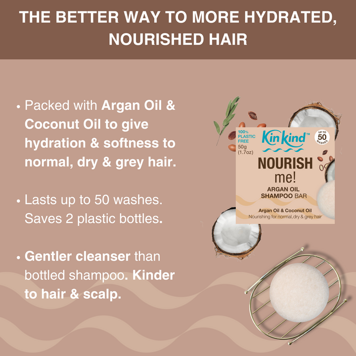 NOURISH me! Shampoo Bar. Ideal for Dry/Normal & Grey Hair. Saves 2 plastic bottles!