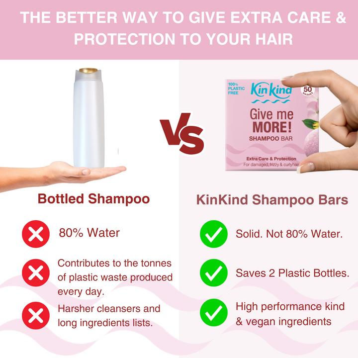 Give me MORE! TRAVEL GIFT SET : Shampoo bar + Conditioner bar & 2 Travel Storage Tins. For Damaged, Frizzy & Curly Hair. Saves 4 plastic bottles!