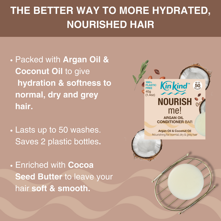 NOURISH me! Conditioner Bar. Ideal for Dry/Normal & Grey Hair. Saves 2 plastic bottles!