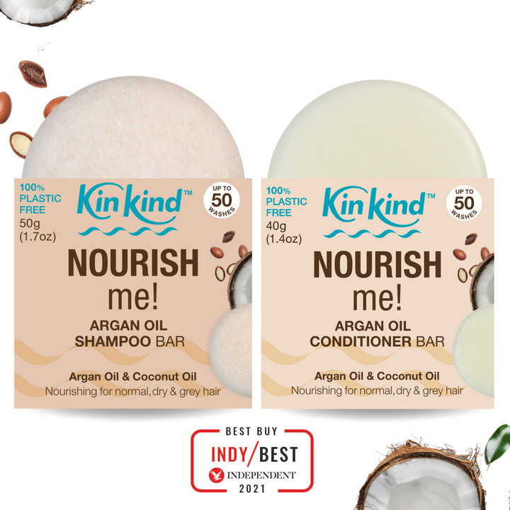NOURISH me! Shampoo bar + Conditioner bar. Ideal for Dry/Normal & Grey Hair. Saves 4 plastic bottles!