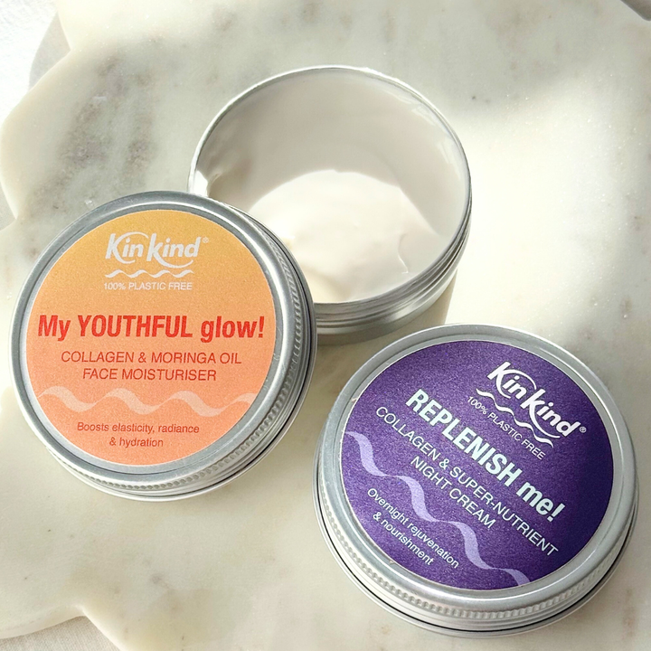 REPLENISH & GLOW! Skincare GIFT SET. Collagen Moisturiser & Super Nutrient Night Cream.