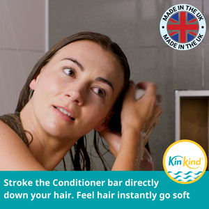 stroke kinkind conditioner bar down your hair directly