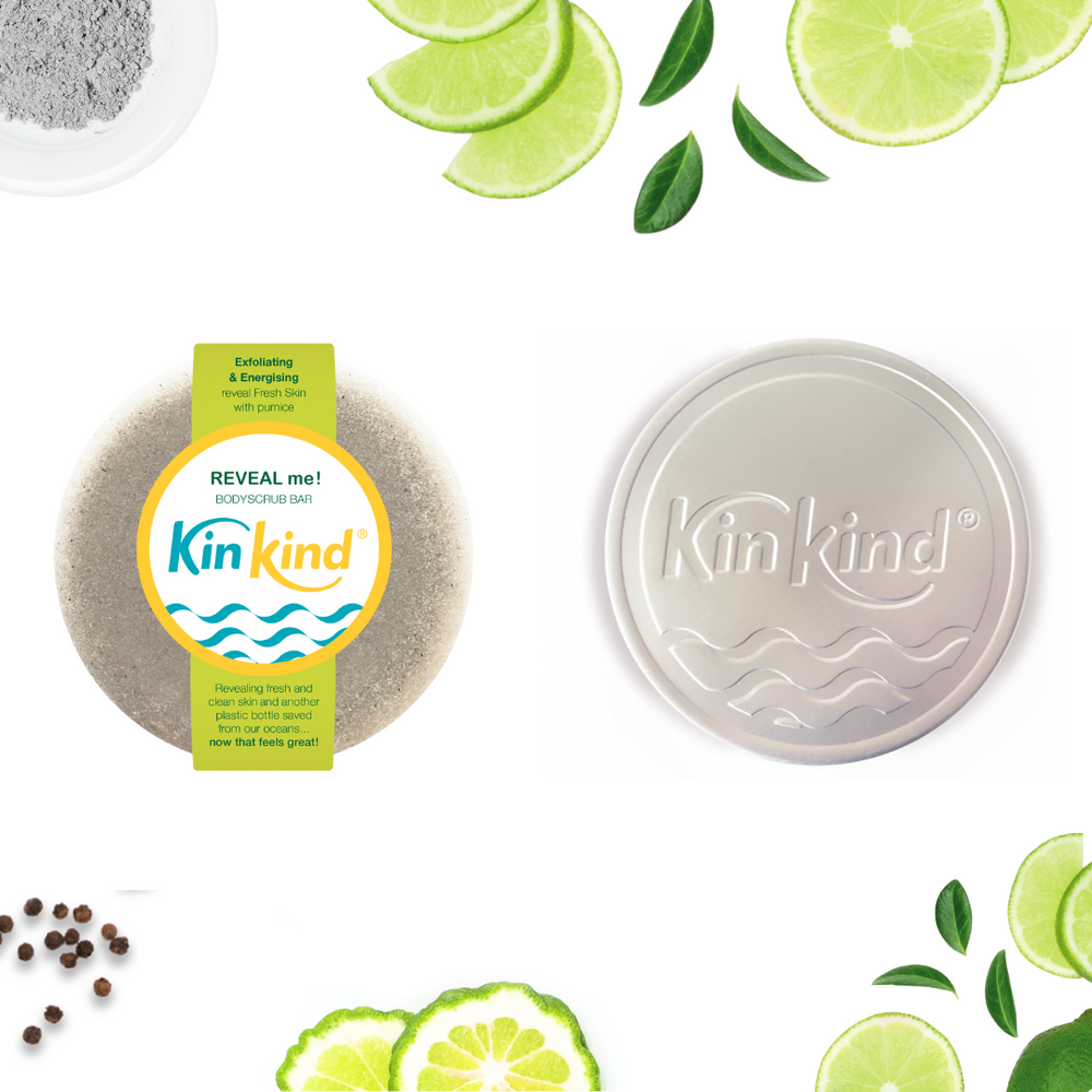 Example: REVEAL me Bodyscrub Bar & Storage Tin. Saves 1 plastic tube
