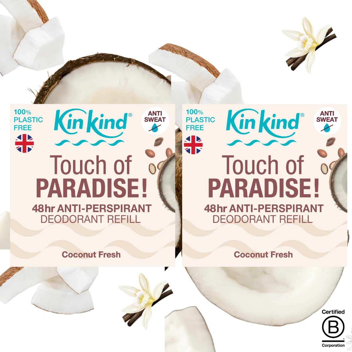 Touch PARADISE Anti Perspirant Deodorant Refill Bars. Duo Pack