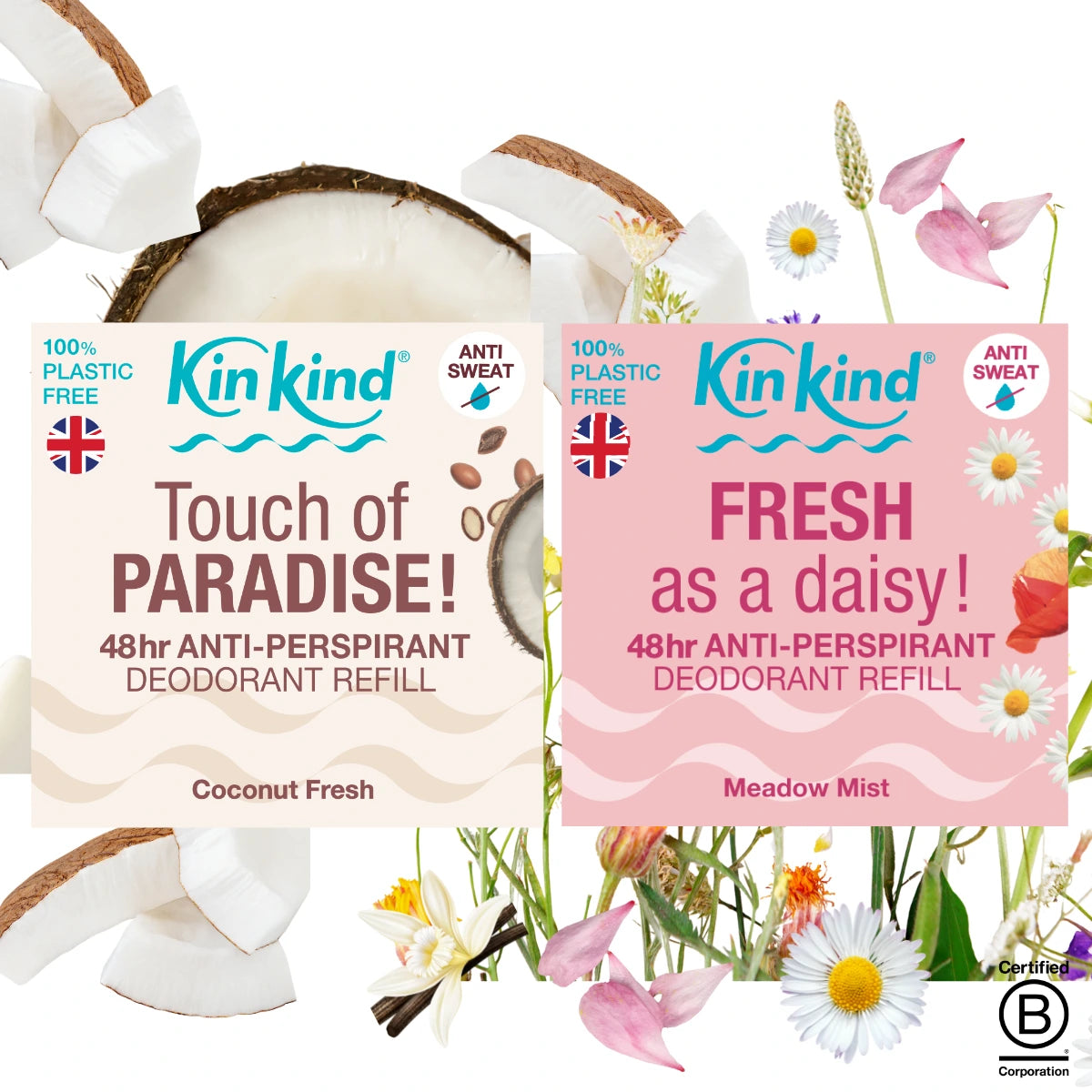 FRESH as a daisy! & Touch of PARADISE Anti-Perspirant Deodorant Refill Bars. Mixed Duo Pack