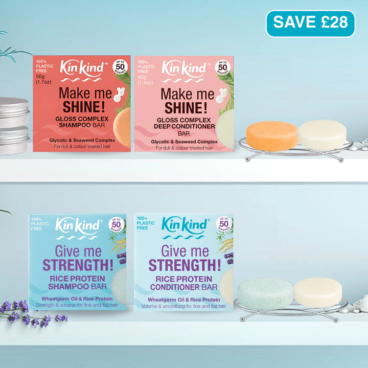 New Year Hair & Scalp Health Reset. STRENGTH! & SHINE! Shampoo & Conditioner bars Rotation Ritual. With Storage.