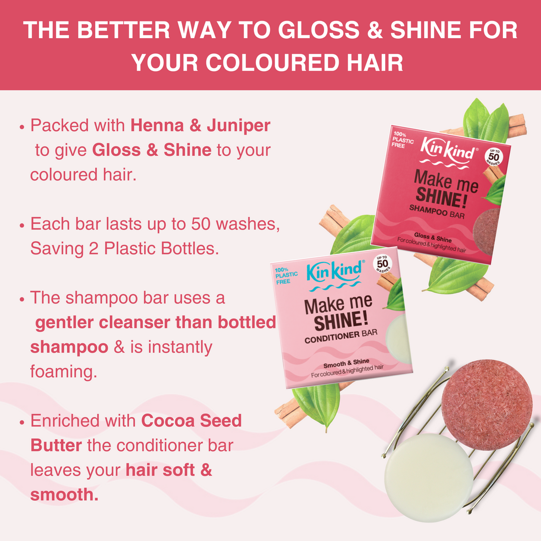 Make me SHINE! Shampoo bar + Conditioner bar. For Highlights & Coloured hair. Saves 4 plastic bottles!