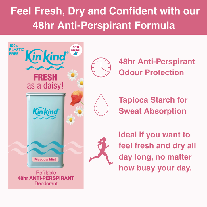 FRESH as a daisy! 48hr Refillable Anti-Perspirant Deodorant Starter Pack (Plastic Free Forever Case + 1 Refill)