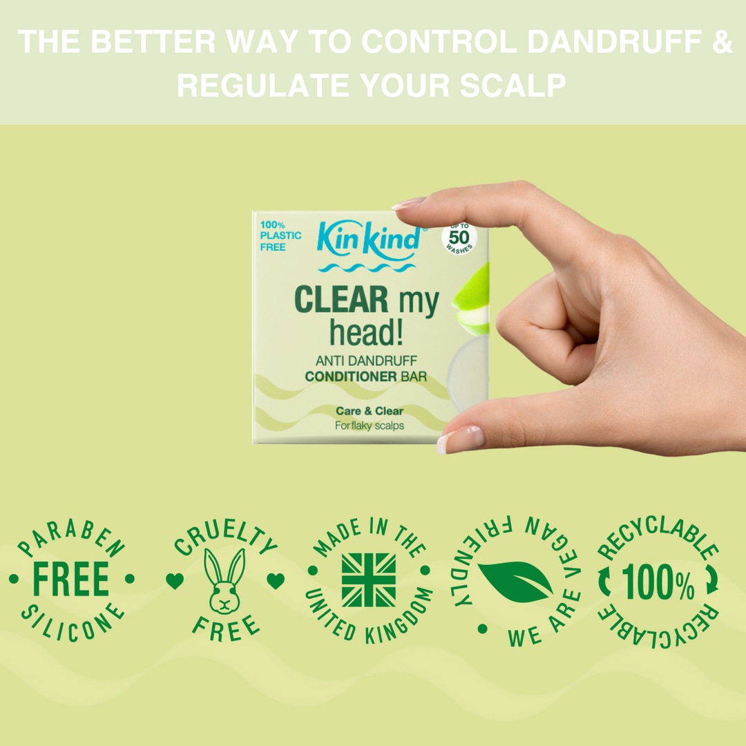 CLEAR my head! Anti Dandruff Conditioner Bar for Flaky Scalp. Saves 2 plastic bottles