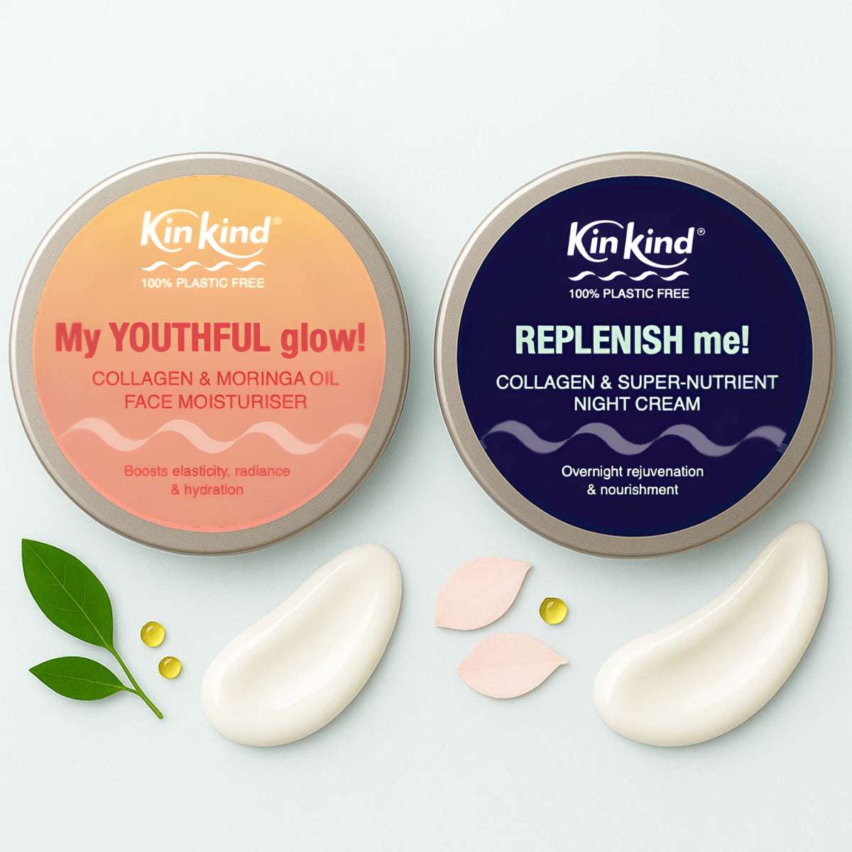 REPLENISH & GLOW Skincare GIFT SET. Collagen Moisturiser & Super Nutrient Night Cream.