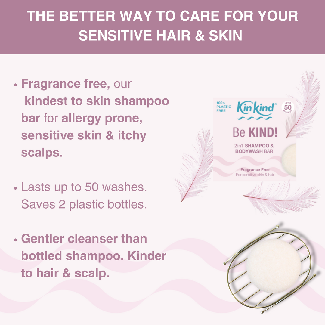 Be KIND! Fragrance Free 2in1 Shampoo & BodyWash bar. For Sensitive Skin. Saves 2 plastic bottles!