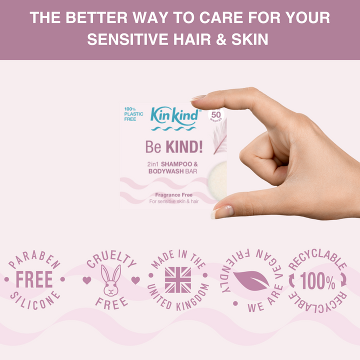 Be KIND! Fragrance Free 2in1 Shampoo & BodyWash bar. For Sensitive Skin. Saves 2 plastic bottles!