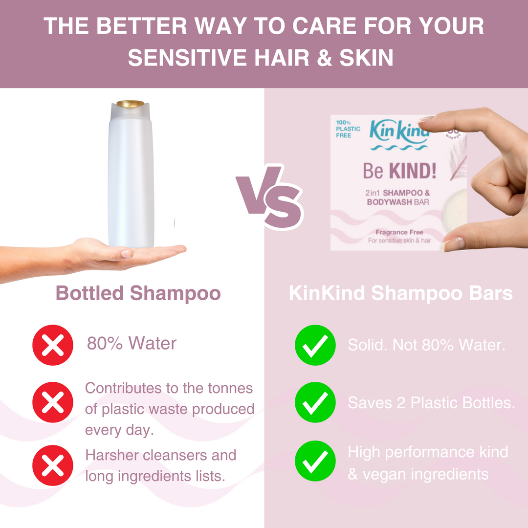 Be KIND! Fragrance Free Shampoo bar + Conditioner bar. For Sensitive Skin. Saves 4 plastic bottles!