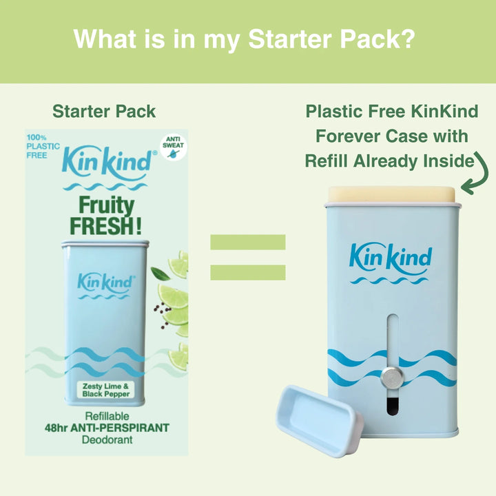 Fruity FRESH! 48hr Refillable Anti-Perspirant Deodorant Starter Pack (Plastic Free Forever Case + 1 Refill Bar)