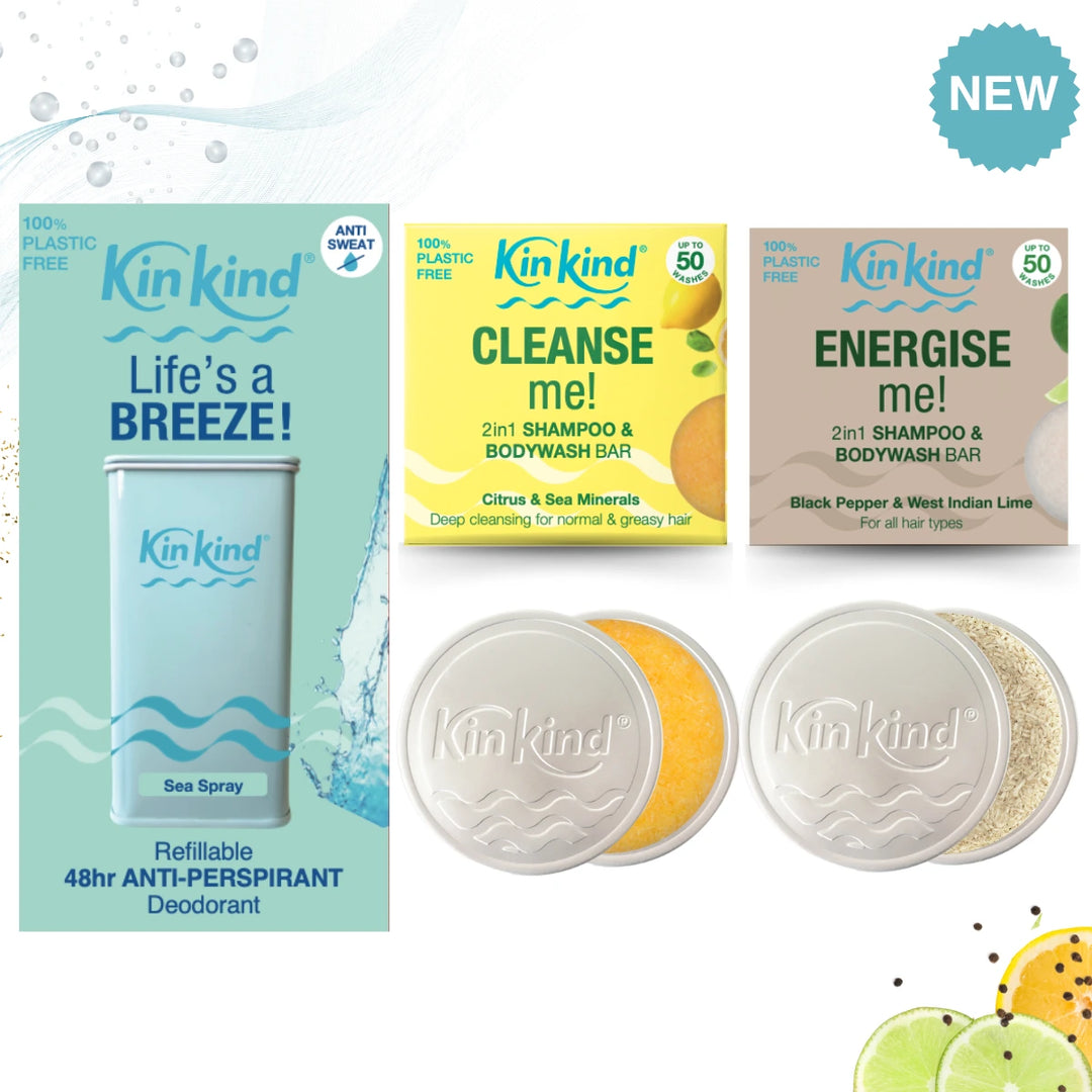 My ESCAPE! TRAVEL GIFT SET. CLEANSE me! & ENERGISE me! 2in1 Shampoo & Bodywash bars, 2 Travel Tins & Life's a BREEZE! Unisex Anti-Perspirant Deodorant Case & Refill