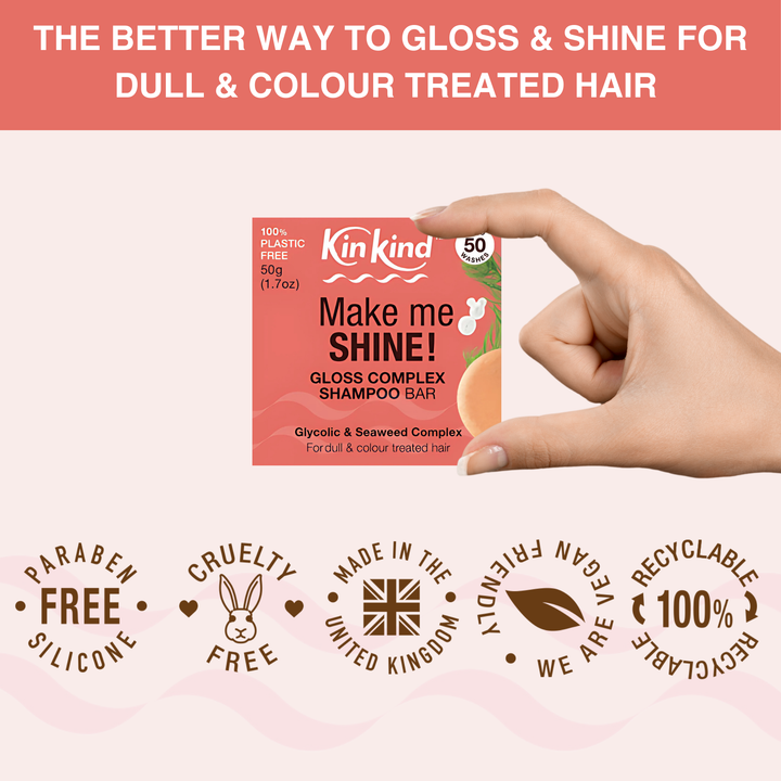 Make me SHINE! Gloss Complex Shampoo Bar. For Colour Treated & Dull Hair. Saves 2 plastic bottles!