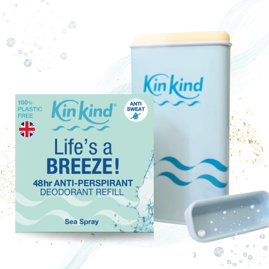 Life's a BREEZE! 48hr Refillable Anti-Perspirant Deodorant Starter Pack (Plastic Free Forever Case + 1 Refill)