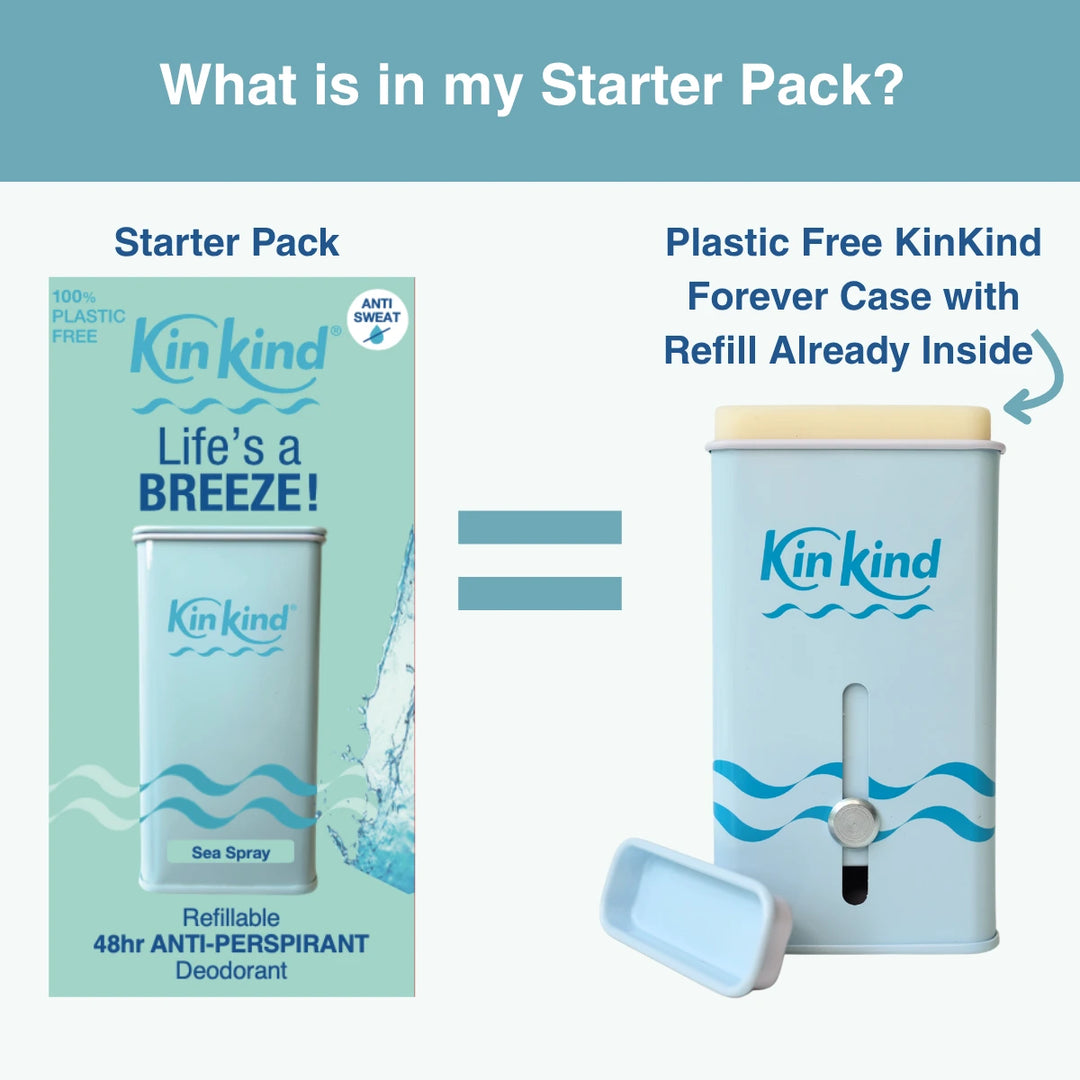 Life's a BREEZE! 48hr Refillable Anti-Perspirant Deodorant Starter Pack (Plastic Free Forever Case + 1 Refill)
