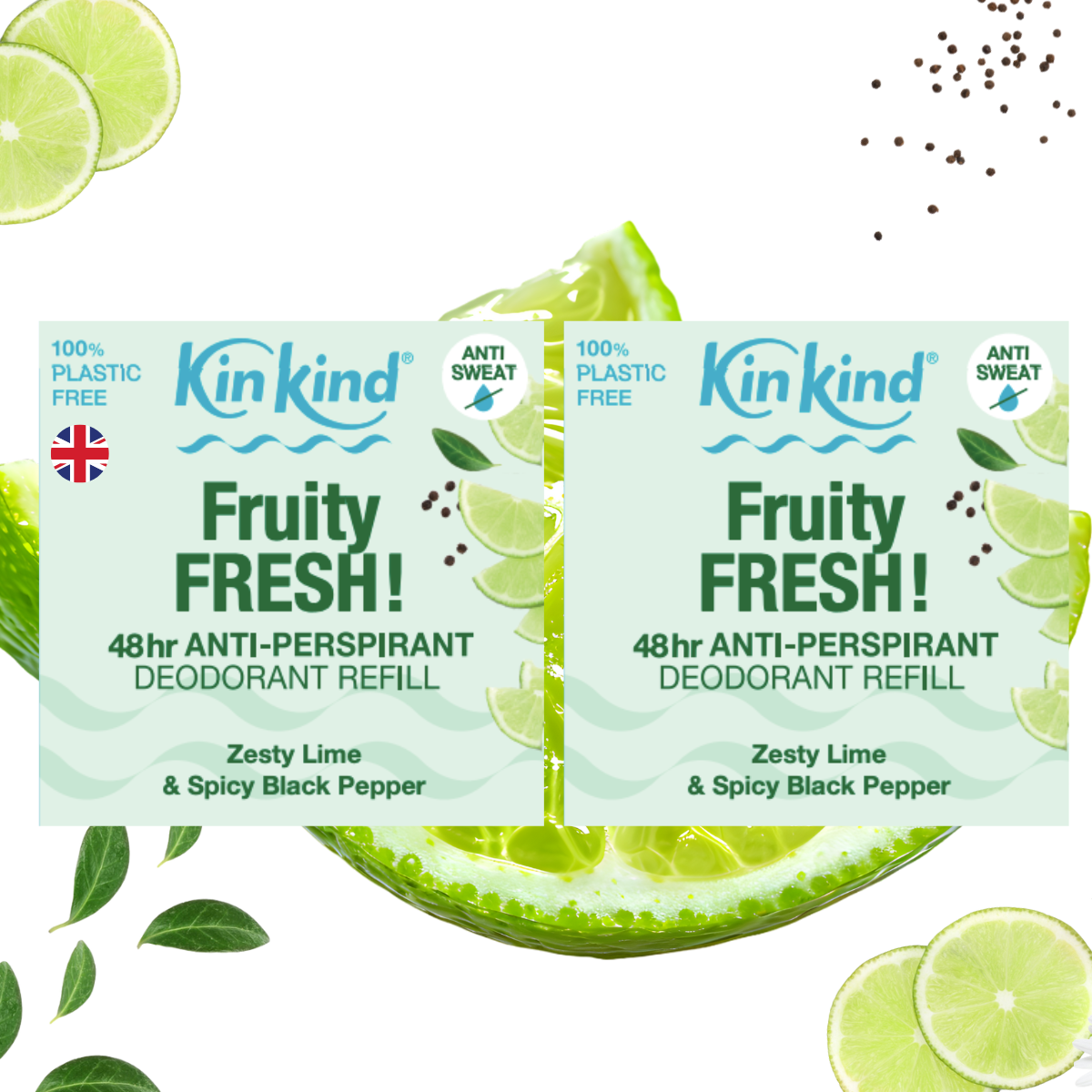 KinKind Fruity Fresh Anti-Perspirant Deodorant Refill Bar Duo Pack