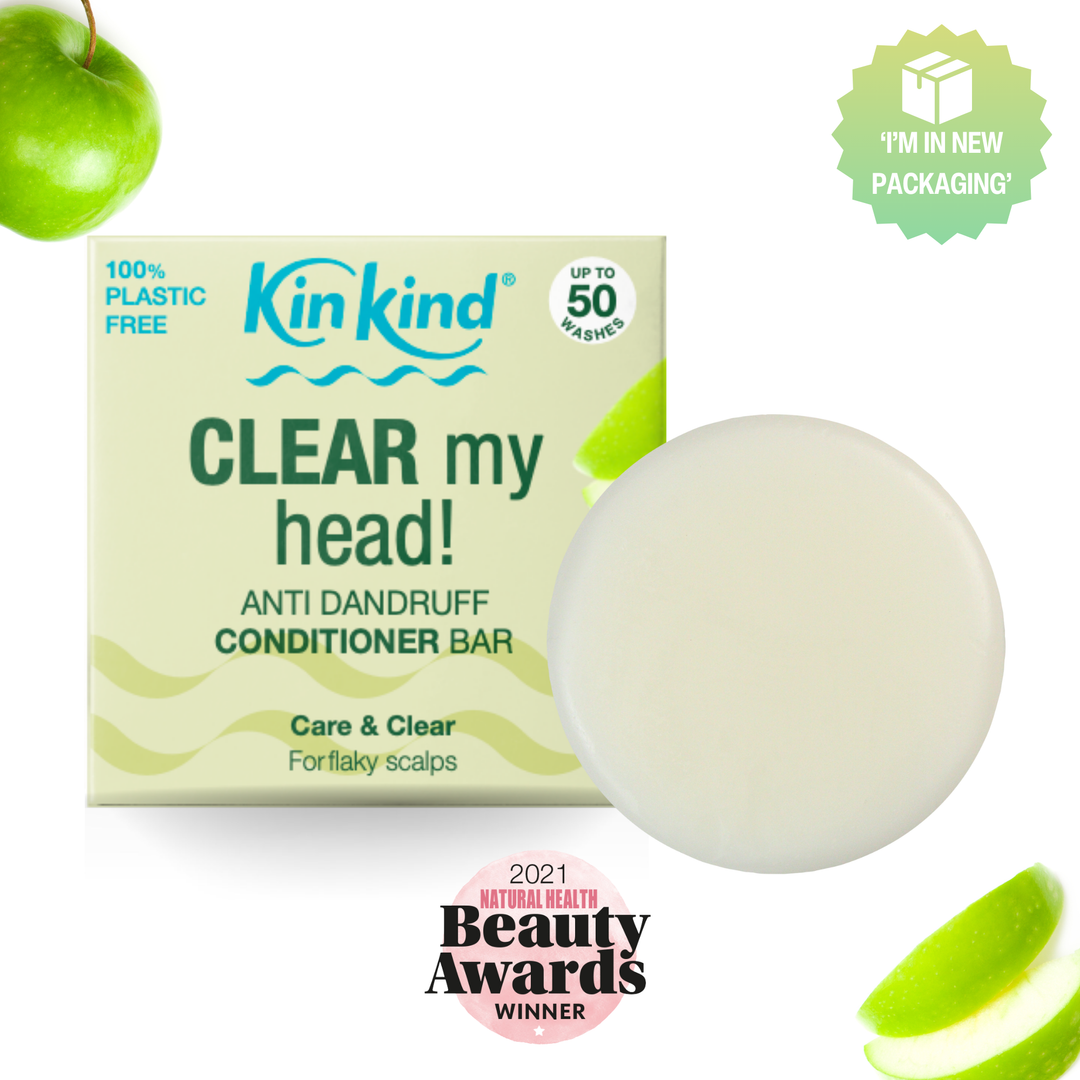 CLEAR my head! Anti Dandruff Conditioner Bar for Flaky Scalp. Saves 2 plastic bottles