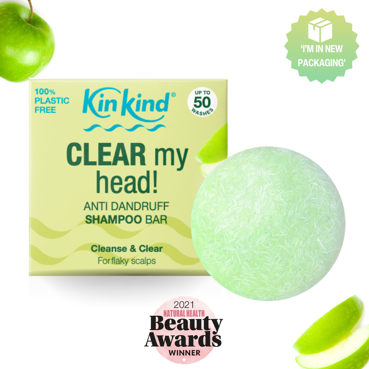 CLEAR my head! Anti Dandruff Shampoo Bar for Flaky Scalp. Saves 2 plastic bottles!