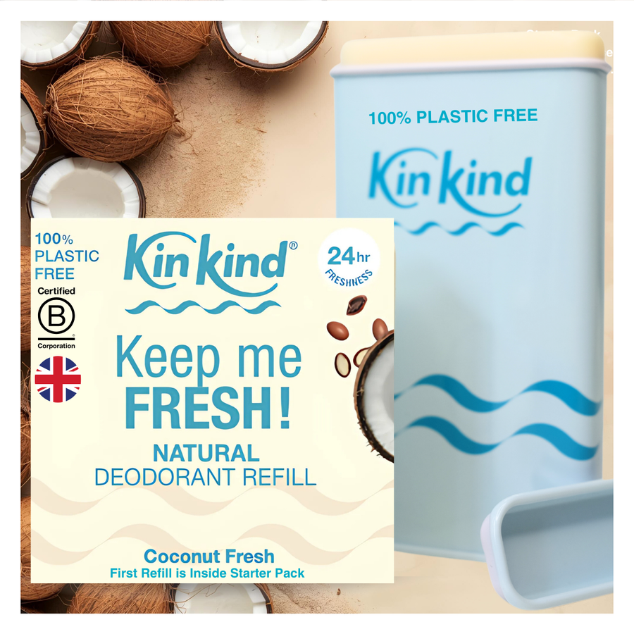 KinKind Natural Deodorant with Refill and Applicator case with coconut fragrance