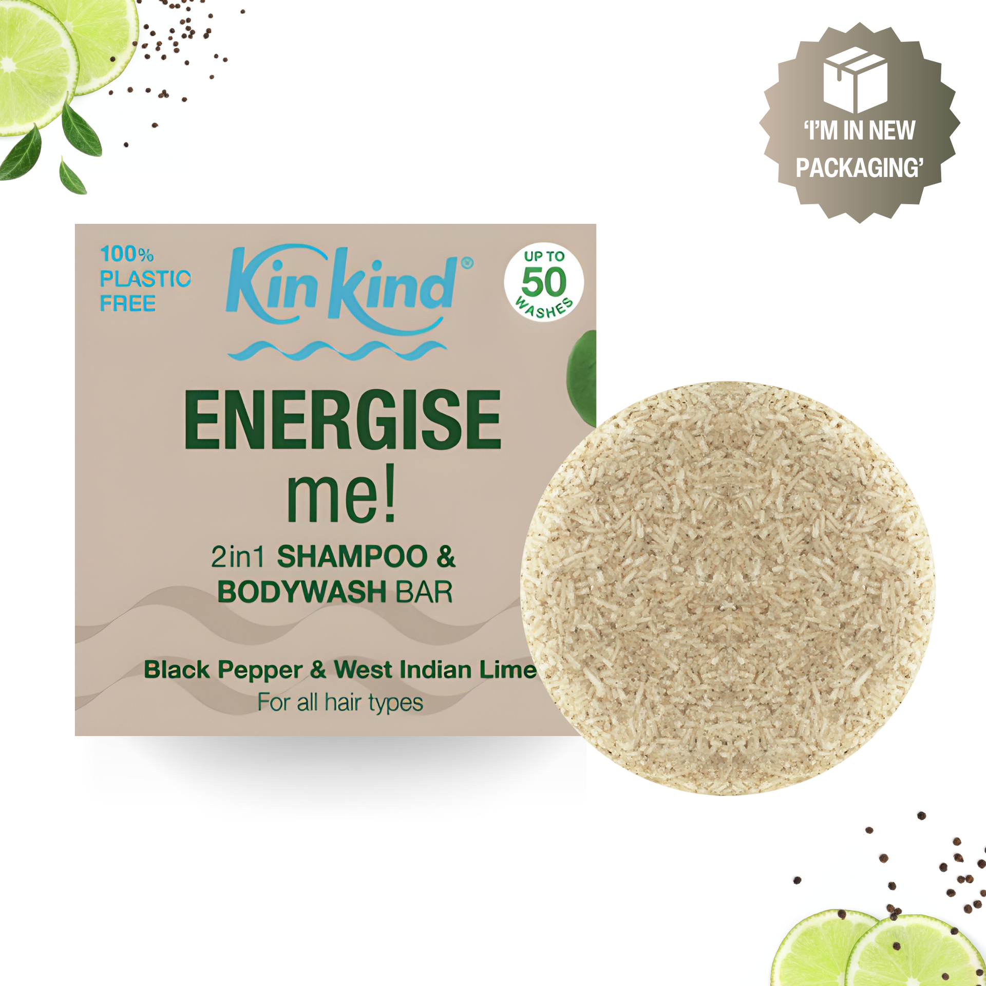 ENERGISE me 2in1 Shampoo & BodyWash bar. Freshness boost hair & skin. Saves 2 plastic bottles