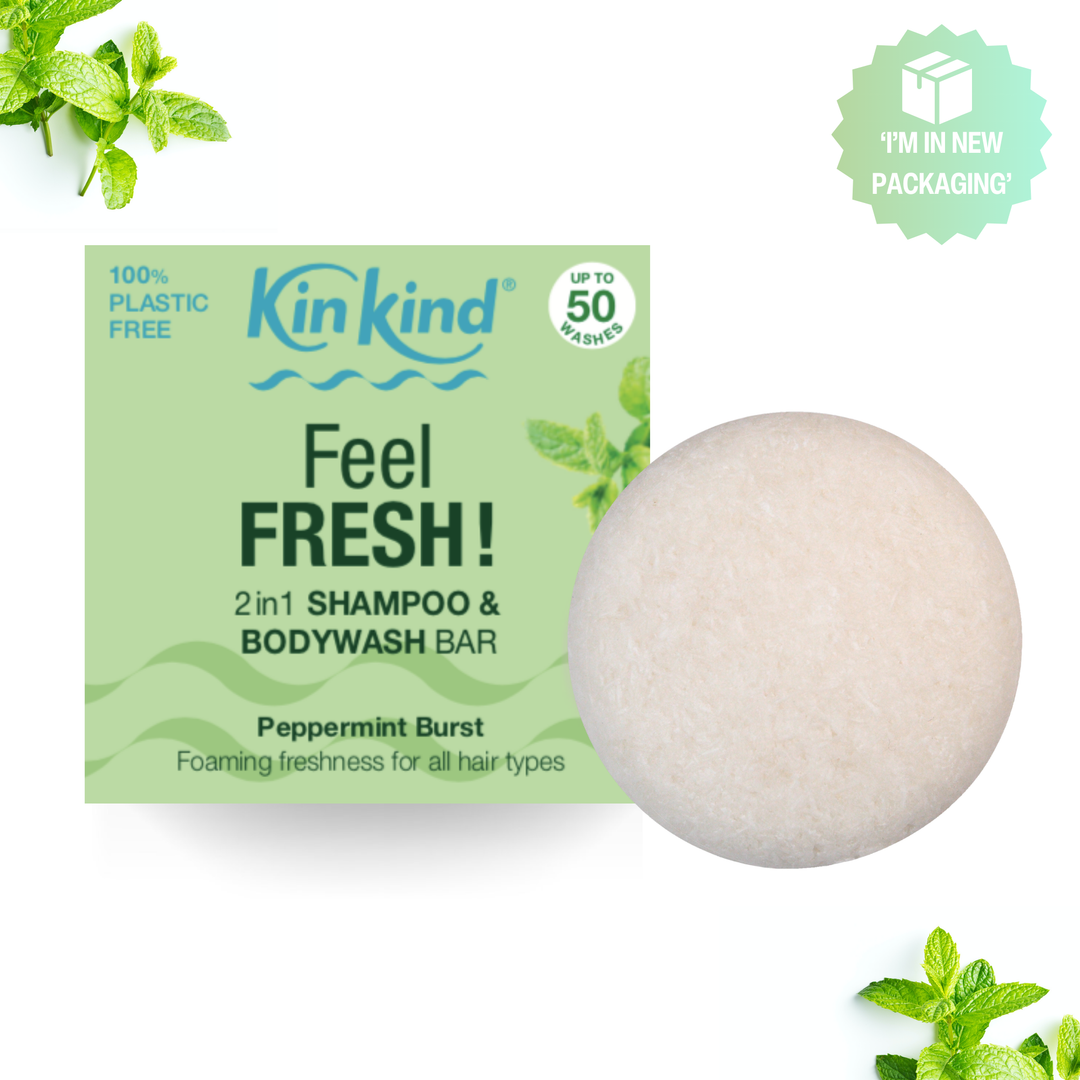 Feel FRESH! 2in1 Shampoo & BodyWash bar for Fresh, Clean Hair & Skin. Saves 2 plastic bottles!