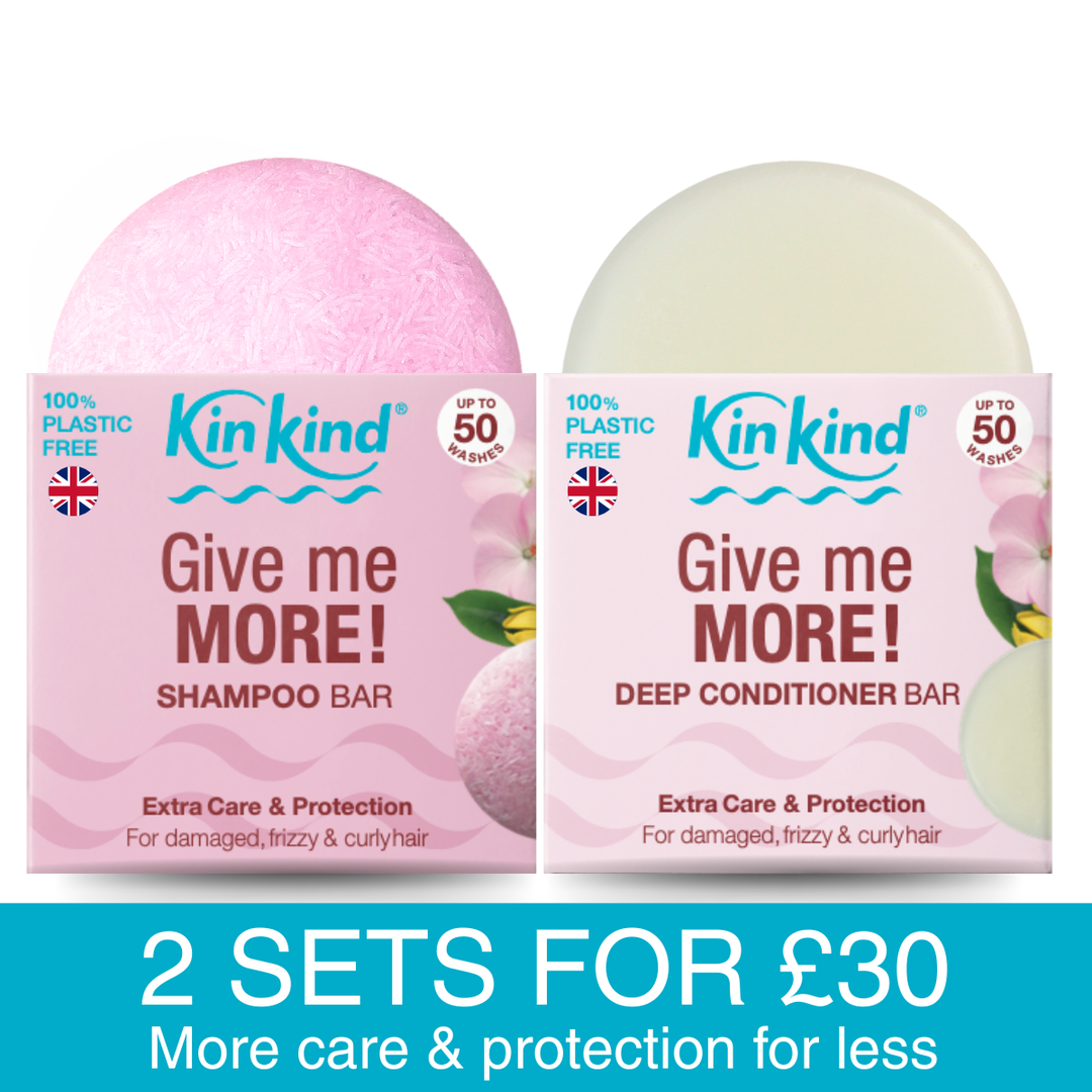 Give me MORE! Shampoo and Conditioner Bars for Damaged, Frizzy & Curly Hair. Saves 4 plastic bottles!