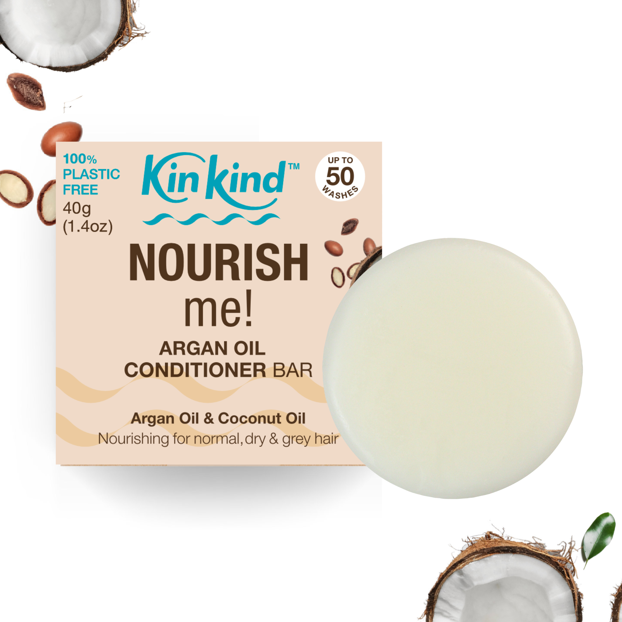 NOURISH me! Conditioner Bar. Ideal for Dry/Normal & Grey Hair. Saves 2 plastic bottles!