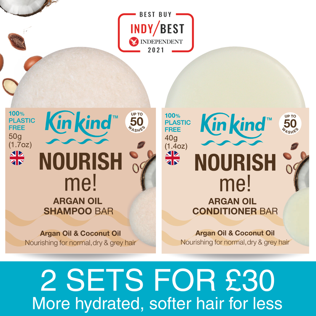 NOURISH me! Shampoo bar + Conditioner bar. Ideal for Dry/Normal & Grey Hair. Saves 4 plastic bottles!