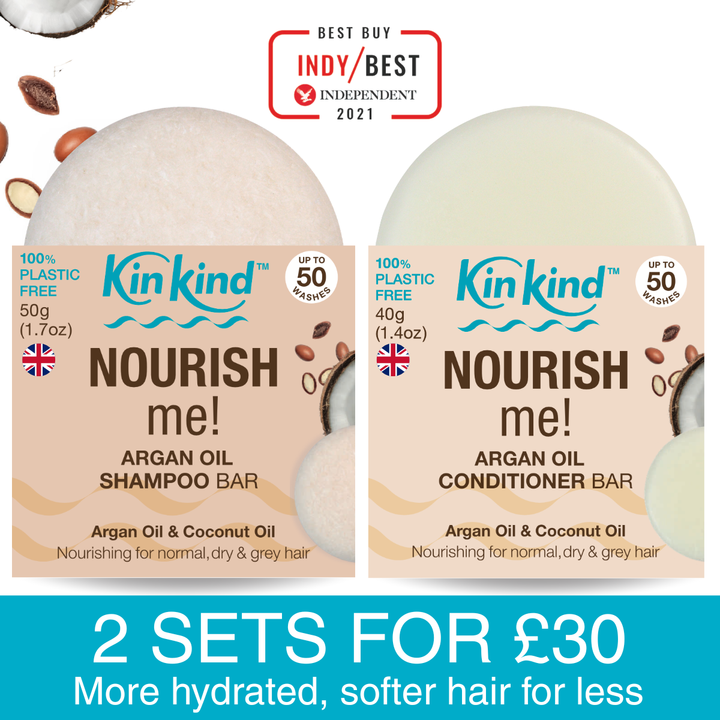 NOURISH me! Shampoo bar + Conditioner bar. Ideal for Dry/Normal & Grey Hair. Saves 4 plastic bottles!