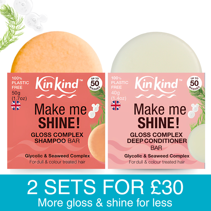 Make me SHINE! Gloss Complex Shampoo bar and Deep Conditioner bar. For Colour Treated & Dull Hair.  Saves 4 plastic bottles!