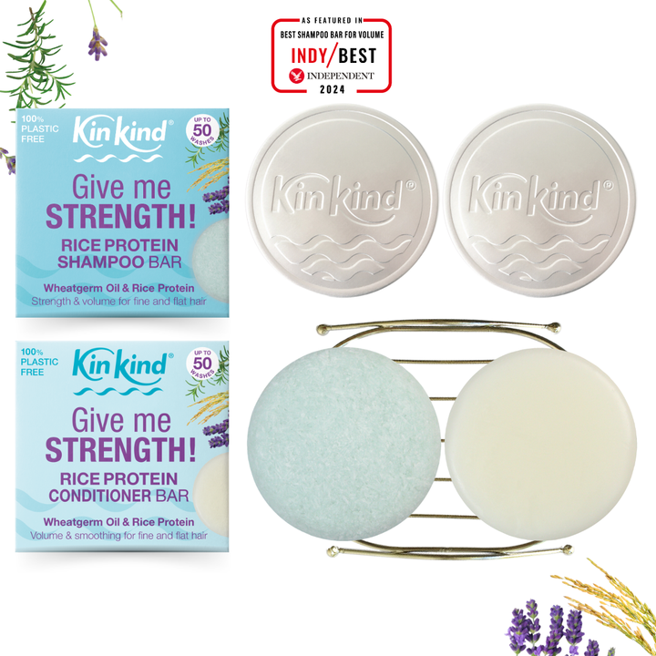 Give me STRENGTH! Shampoo bar + Conditioner Bar. Volume & Strength for fine, flat and thin hair. Saves 4 plastic bottles!