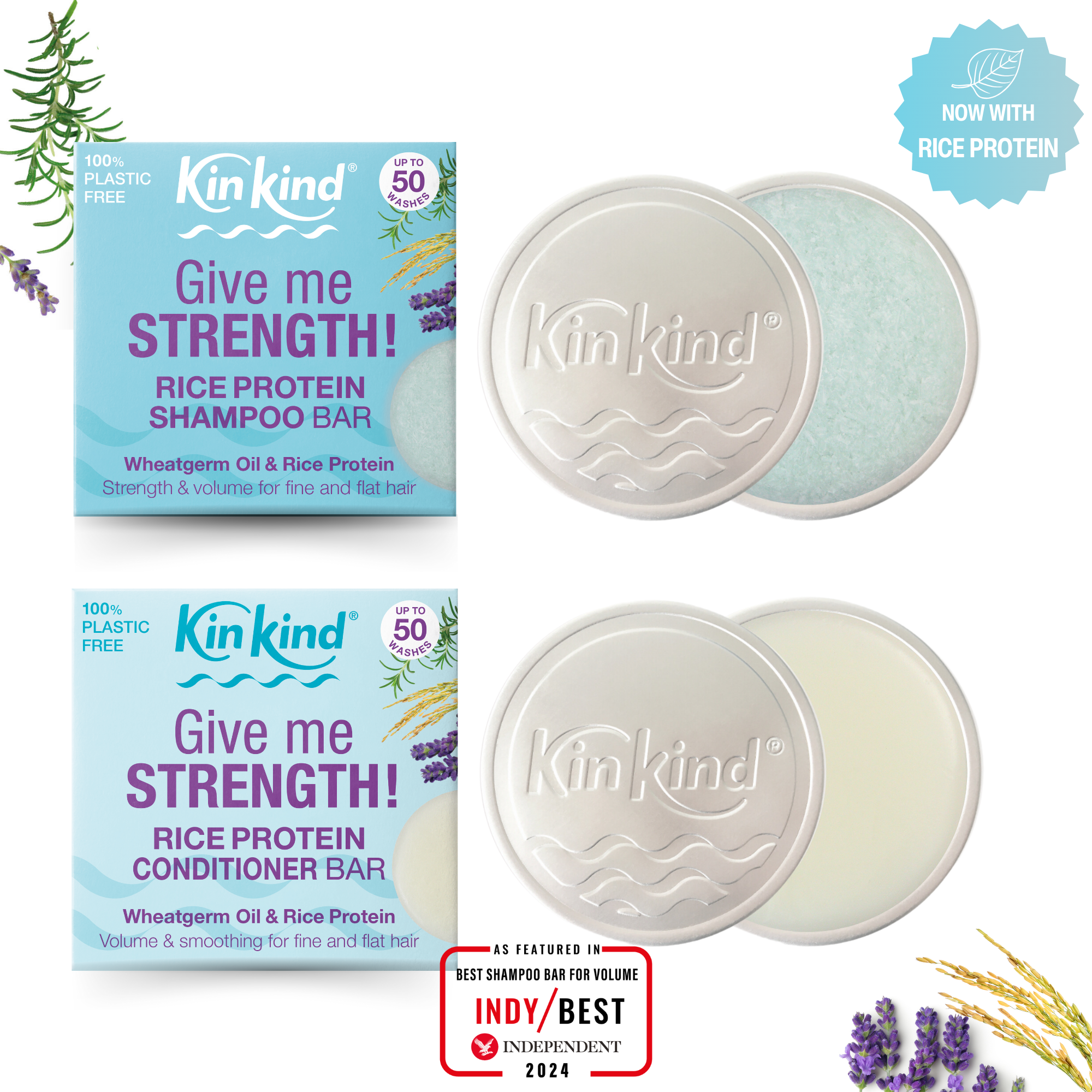 Give me STRENGTH! TRAVEL GIFT SET. Volume & Strength for fine, flat and thin hair. Shampoo bar + Conditioner Bar & 2 Travel Storage Tins. Saves 4 plastic bottles!