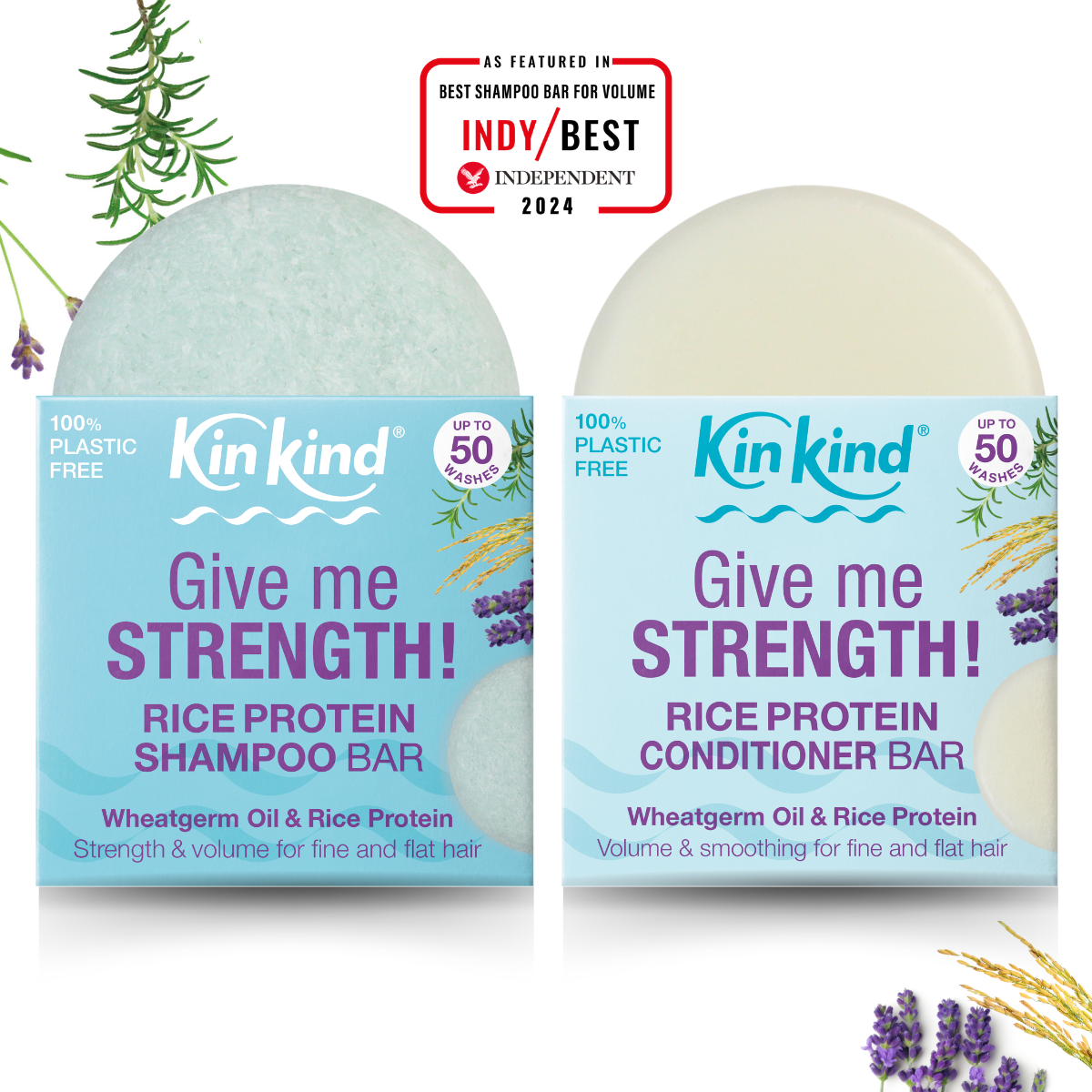 Give me STRENGTH Rice Protein Shampoo bar + Conditioner Bar Thinning Fine & Flat hair