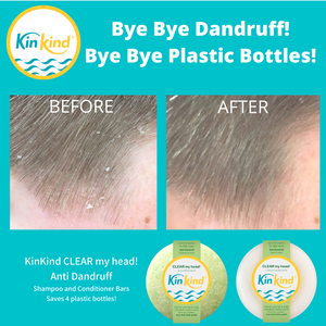 KinKind Anti Dandruff shampoo and conditioner bars in usage