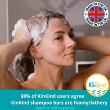 Load image into Gallery viewer, kinkind shampoo bars lather up like bottled shampoo