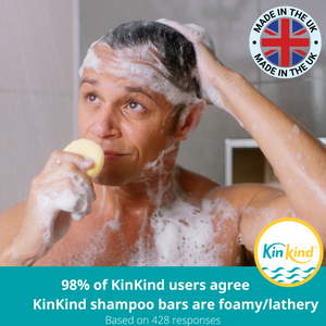 KinKind shampoo bars lather up in hard water